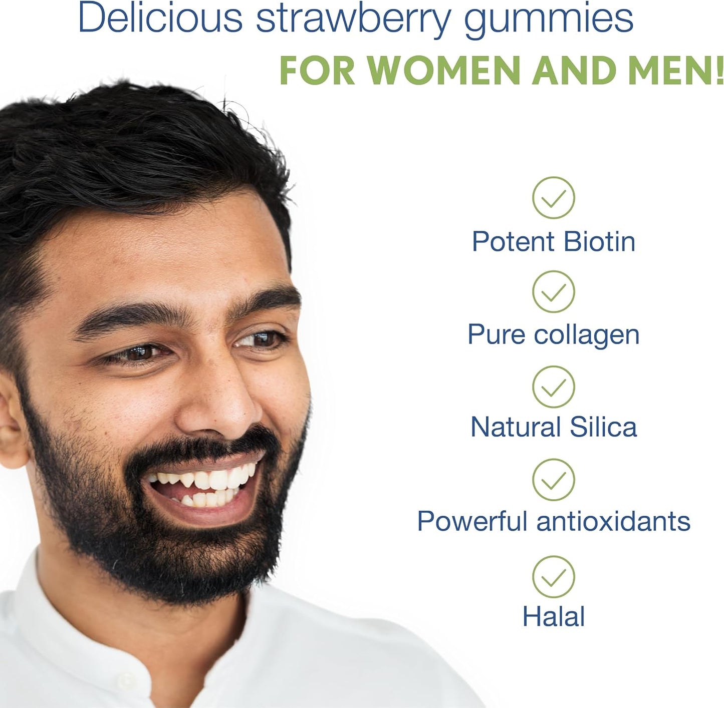 Noor Vitamins Halal Hair Vitamins – Biotin, Collagen, Silica, Vitamin C & E Gummies for Hair, Skin & Nail Health – Natural Strawberry Flavour – 90 Gummies - görsel 6