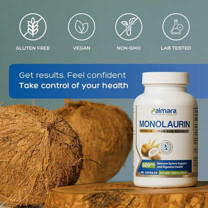 Palmara Health Premium Monolaurin – 1200mg per Serving (100 Capsules)