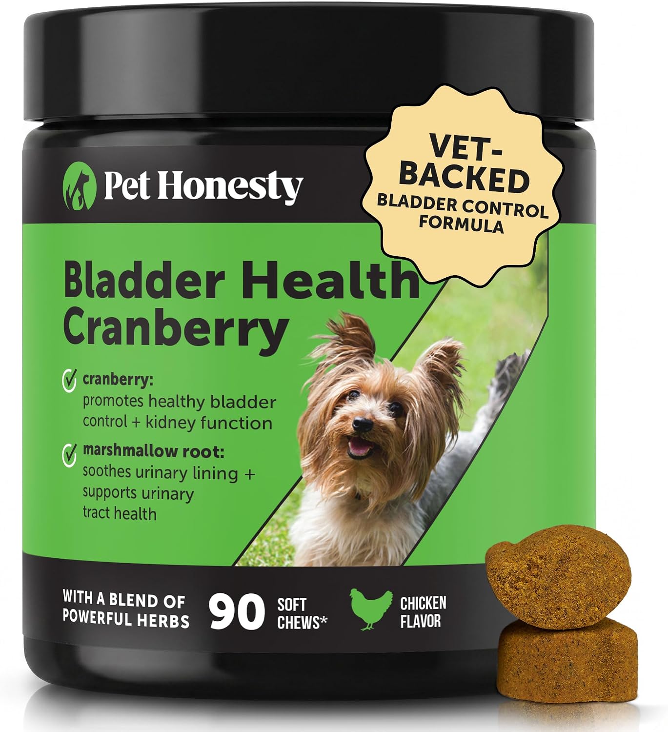 Pet Honesty Cranberry for Dogs Urinary Tract Support - Bacon Flavour, 90 Chews - görsel 1