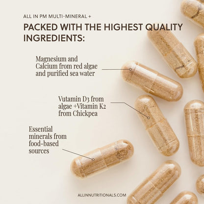 All In Nutritionals PM Multi-Mineral+ Tablet – Whole Food Mineral Supplement for Evening Rejuvenation & Sleep