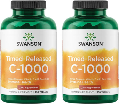 Swanson Timed-Release Vitamin C with Rose Hips - 1000 mg, 250 Tablets