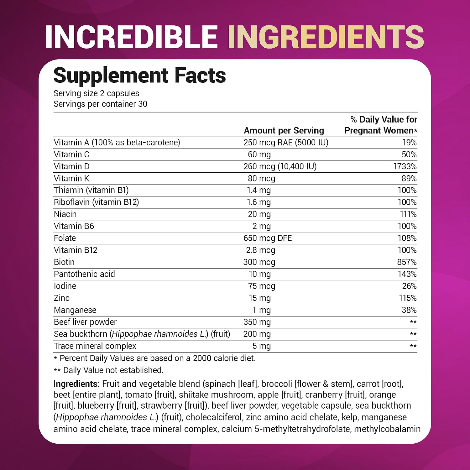 Dr. Berg Natural Prenatal Vitamins - Prenatal Multivitamin with Folate, Omegas & Superfoods (60 Capsules) - görsel 8