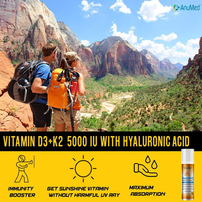 AnuMed Vitamin D3 & K2 5,000 IU Cream with Magnesium, Hyaluronic Acid and Vitamin E - 85g