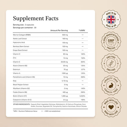 18-in-1 Hair Growth Supplement – Collagen, Biotin, Silica, Nettle & More