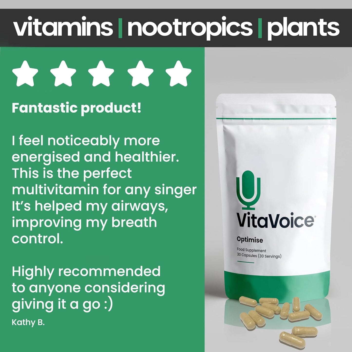 VitaVoice Nootropics & Vitamins for Vocal Health, Wellbeing & Mindset - görsel 6