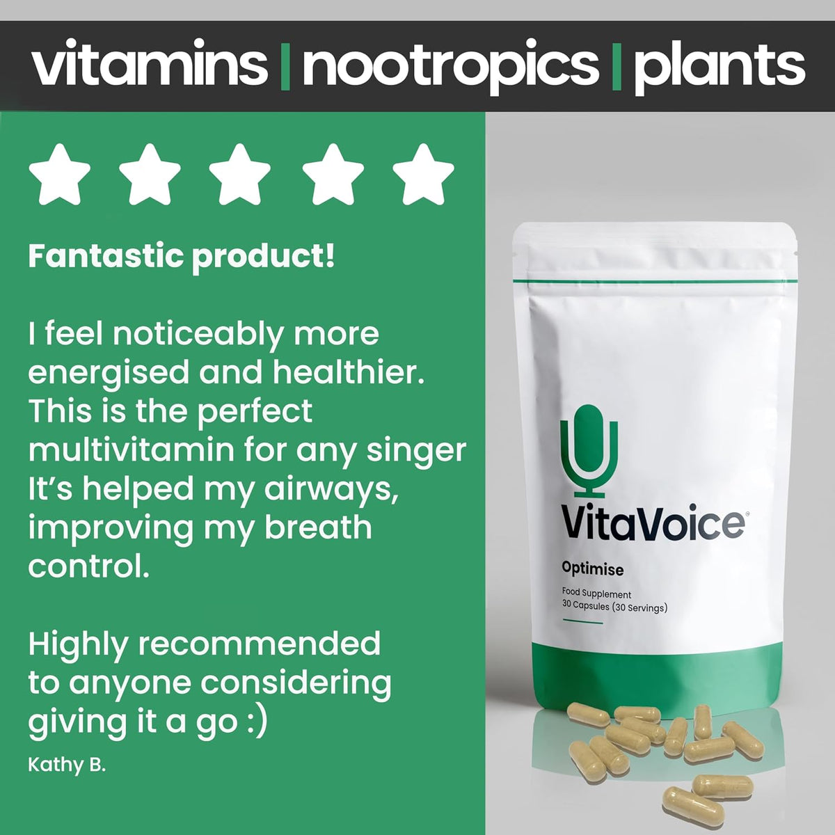 VitaVoice Nootropics & Vitamins for Vocal Health, Wellbeing & Mindset - görsel 6