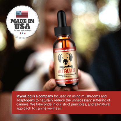 MycoDog Vitality - 20-in-1 Mushroom & Adaptogen Supplement for Dogs - Immune Health, Senior Dogs & Daily Wellness Support - Turkey Tail Mushroom for Dogs, Reishi