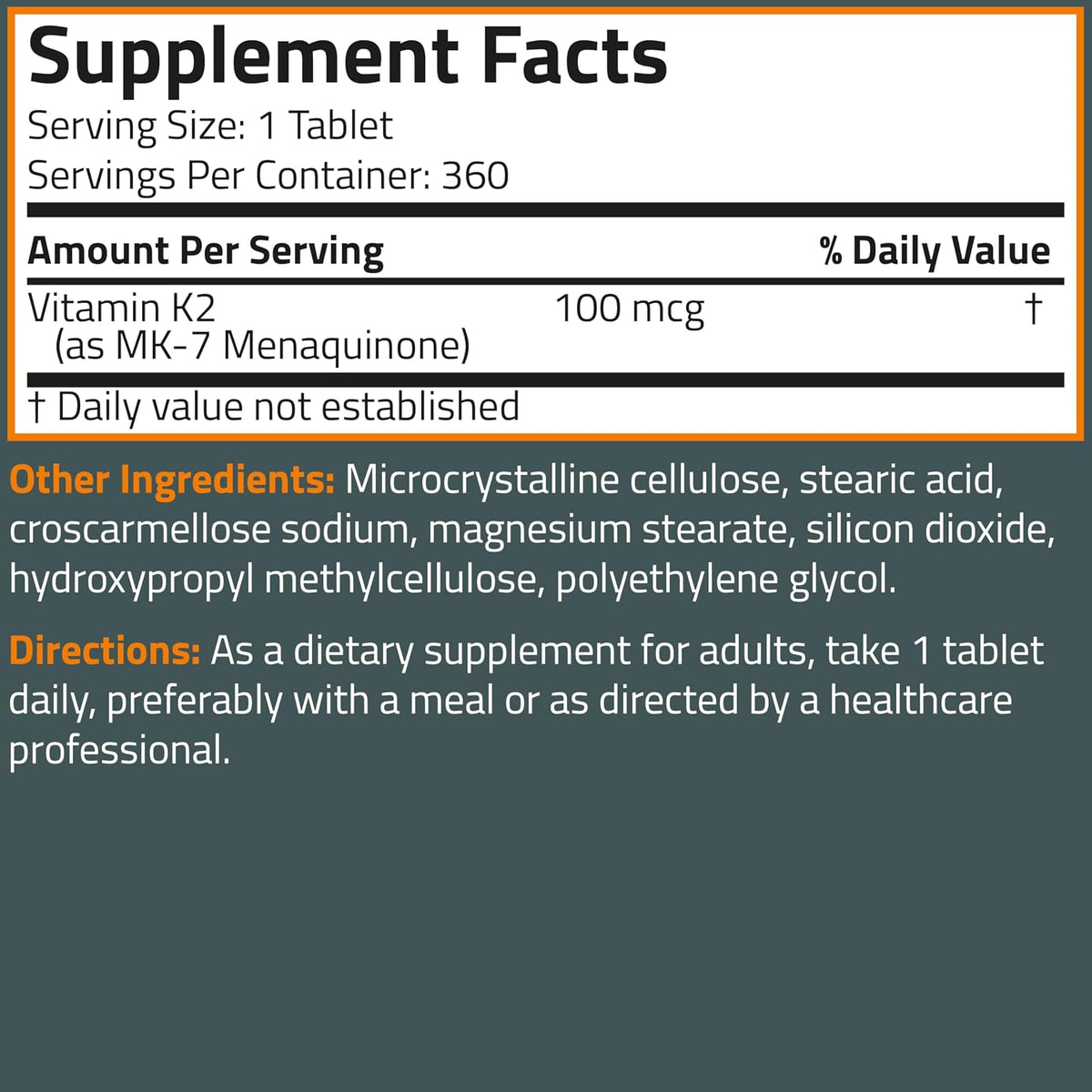 Bronson Vitamin K2 MK-7 100 MCG, K2 as MK7 Menaquinone, Bone Support, 360 Tablets - görsel 7
