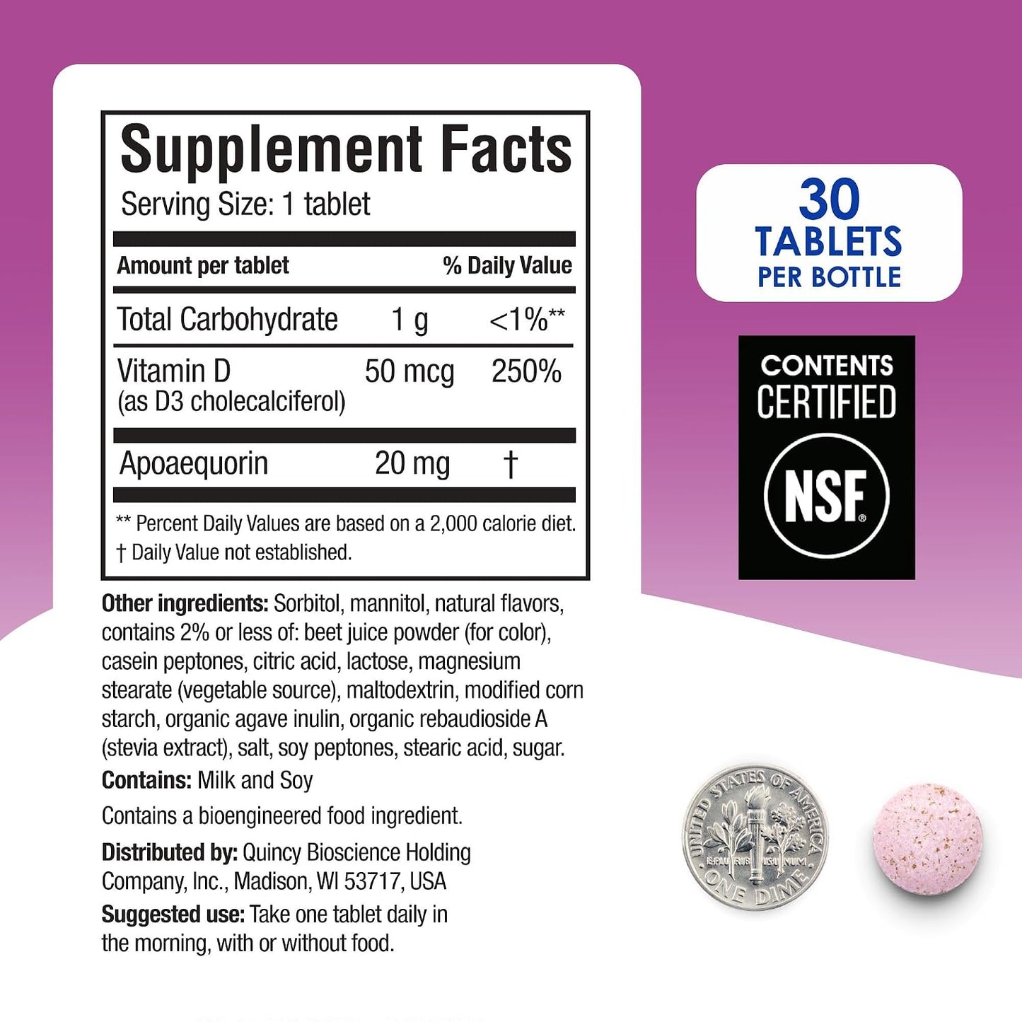 Prevagen Extra Strength Mixed Berry Chewable Tablets - 30 Tablets - 20mg Apoaequorin + Vitamin D3 - Includes 7-Day Pill Minder - görsel 6