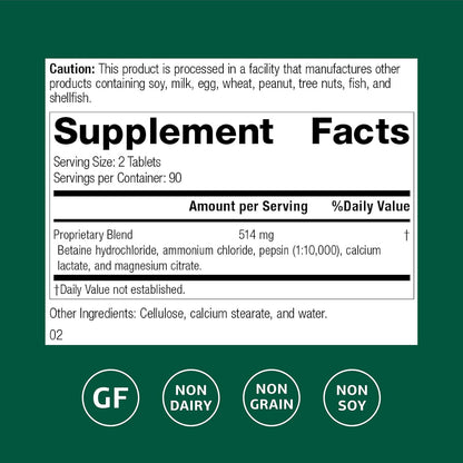Standard Process Betaine Hydrochloride - 180 Tablets