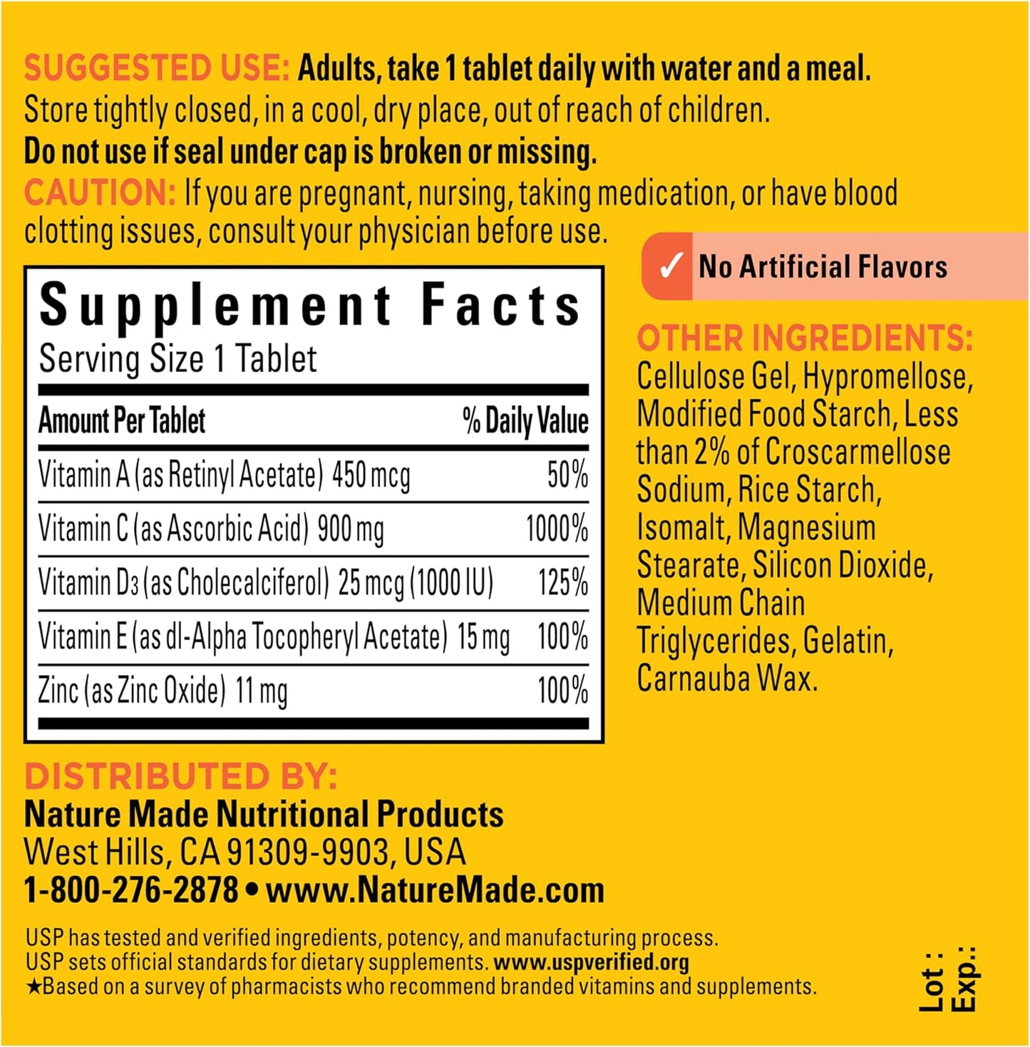 Nature Made Super C Tablets with Vitamin D3 and Zinc, 1000mg Vitamin C for Immune Support, 60 Tablets - görsel 10
