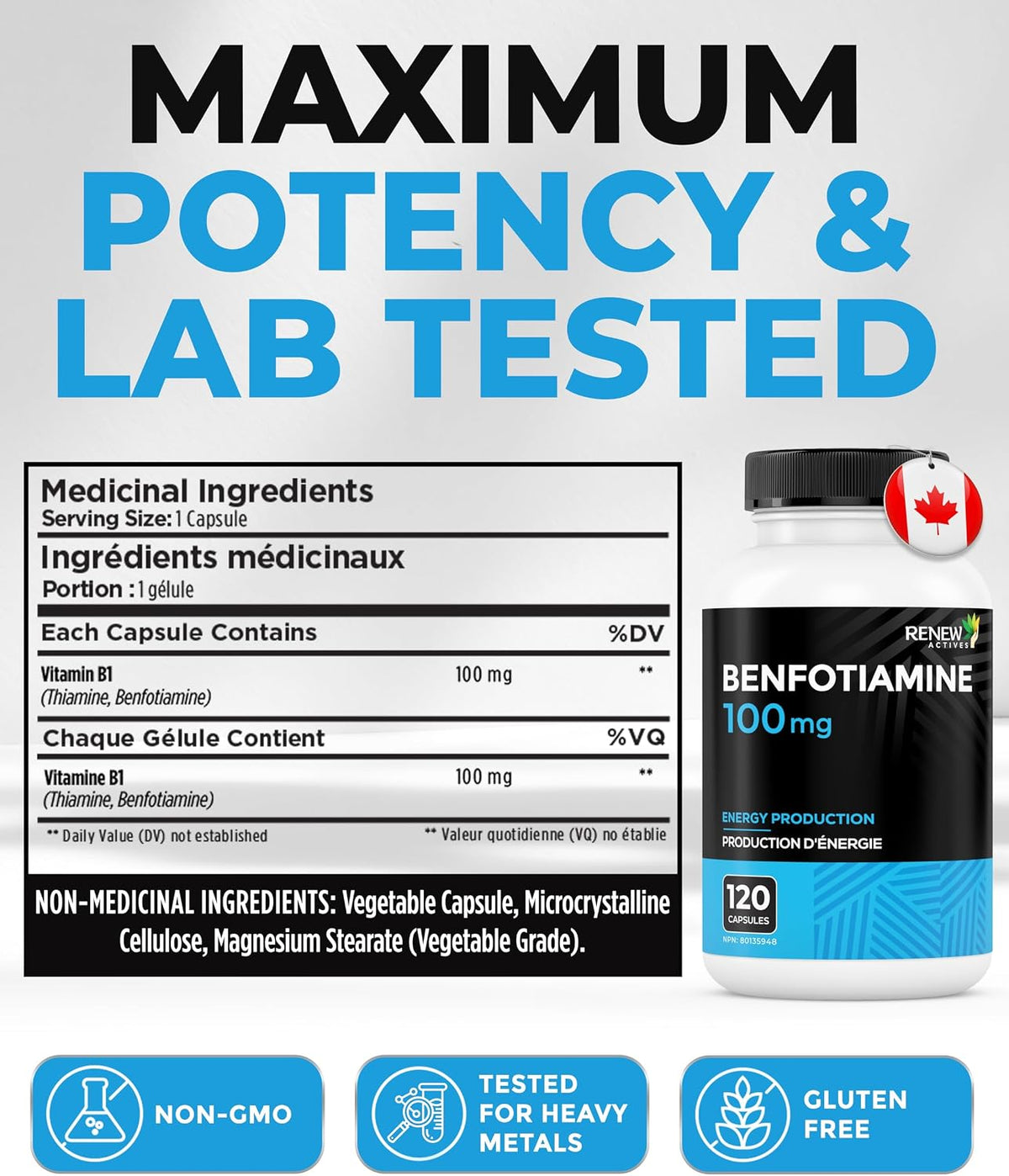 Renew Actives Benfotiamine 100mg – Vitamin B1 Supplement for Energy & Nerve Health - görsel 3