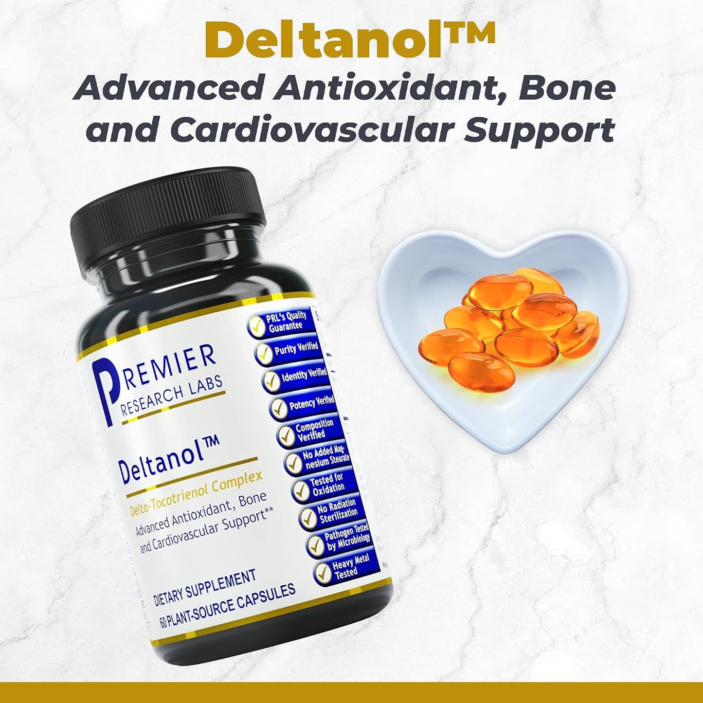 Premier Research Labs Deltanol - Tocotrienols Vitamin E, Annatto Tocotrienols for Men & Women, 100 mg Tocotrienol Complex Per Capsule, Antioxidants, Supports Heart & Metabolic Health - 60 Capsules - görsel 2