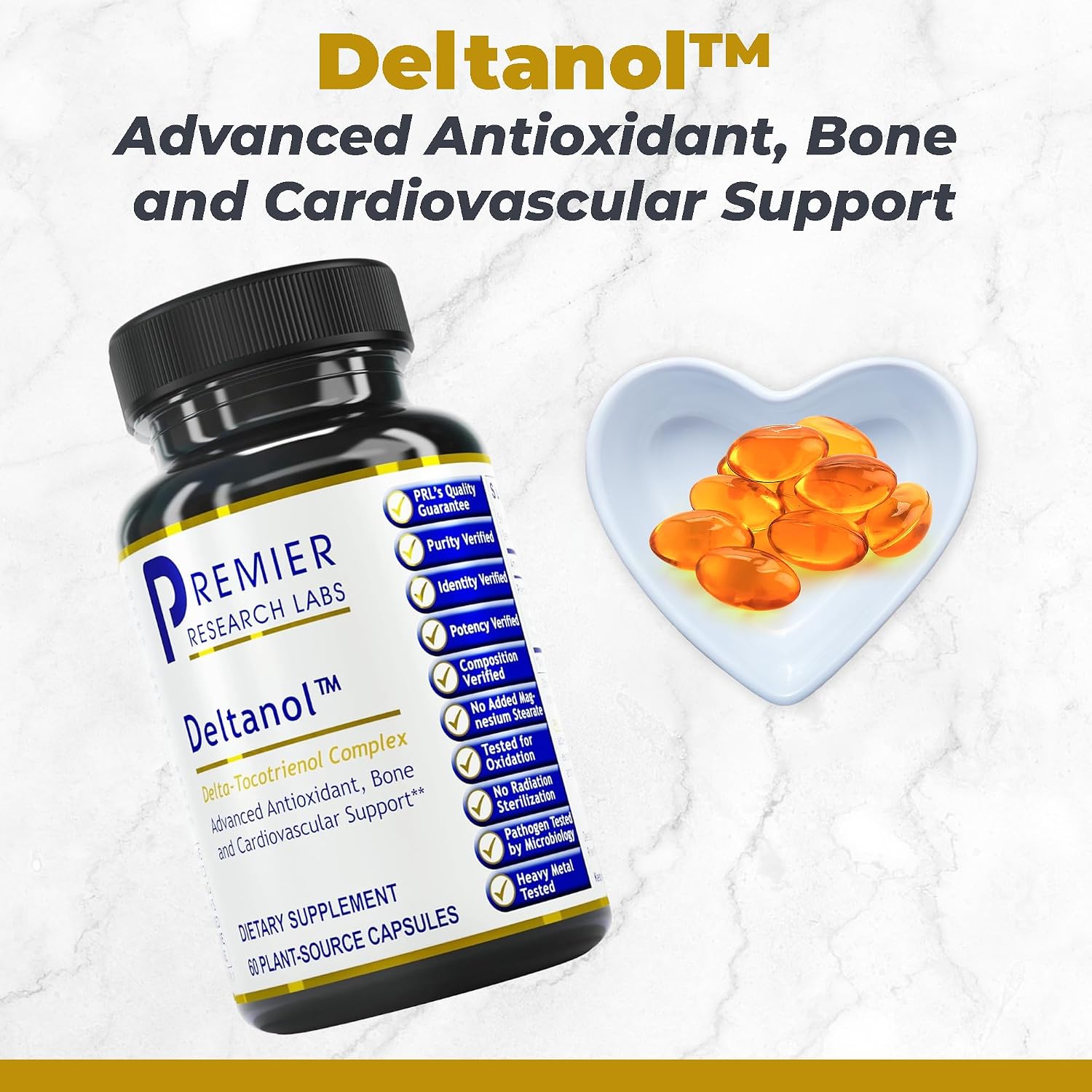 Premier Research Labs Deltanol - Tocotrienols Vitamin E, Annatto Tocotrienols for Men & Women, 100 mg Tocotrienol Complex Per Capsule, Antioxidants, Supports Heart & Metabolic Health - 60 Capsules - görsel 2