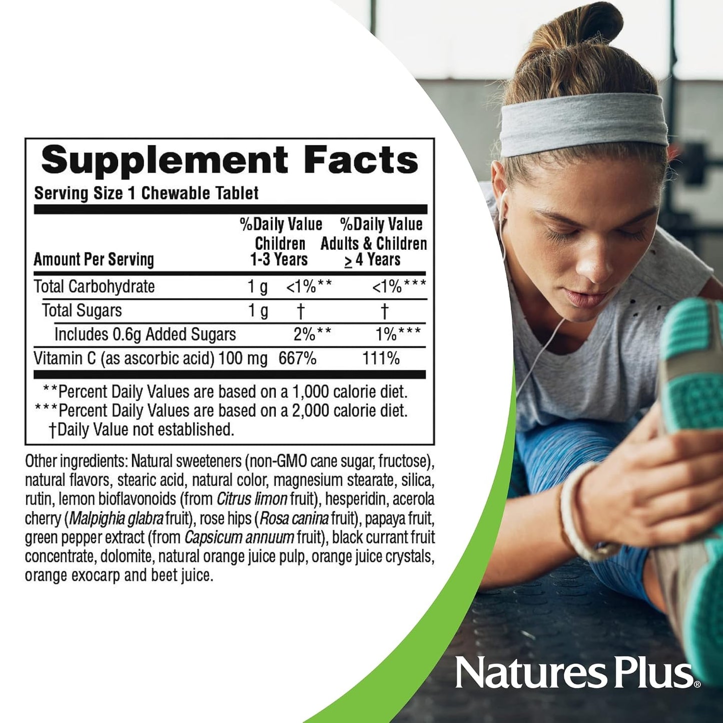 NaturesPlus Orange Juice Junior Chewable Vitamin C, 100 mg, 90 Vegetarian Tablets - görsel 5