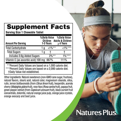 NaturesPlus Orange Juice Junior Chewable Vitamin C, 100 mg, 90 Vegetarian Tablets