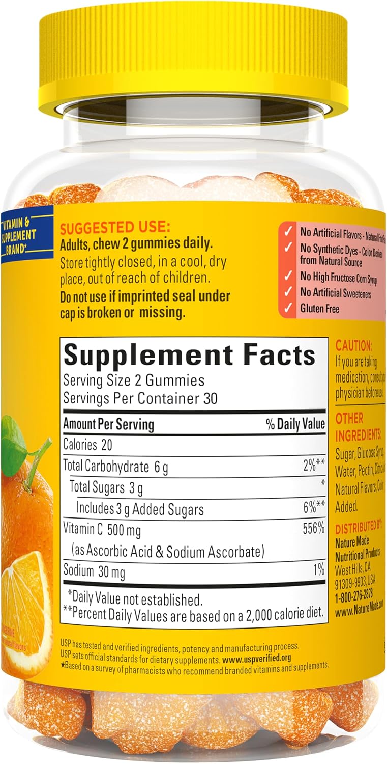 Nature Made Extra Strength Vitamin C 500mg Gummies, 60 Count - görsel 8