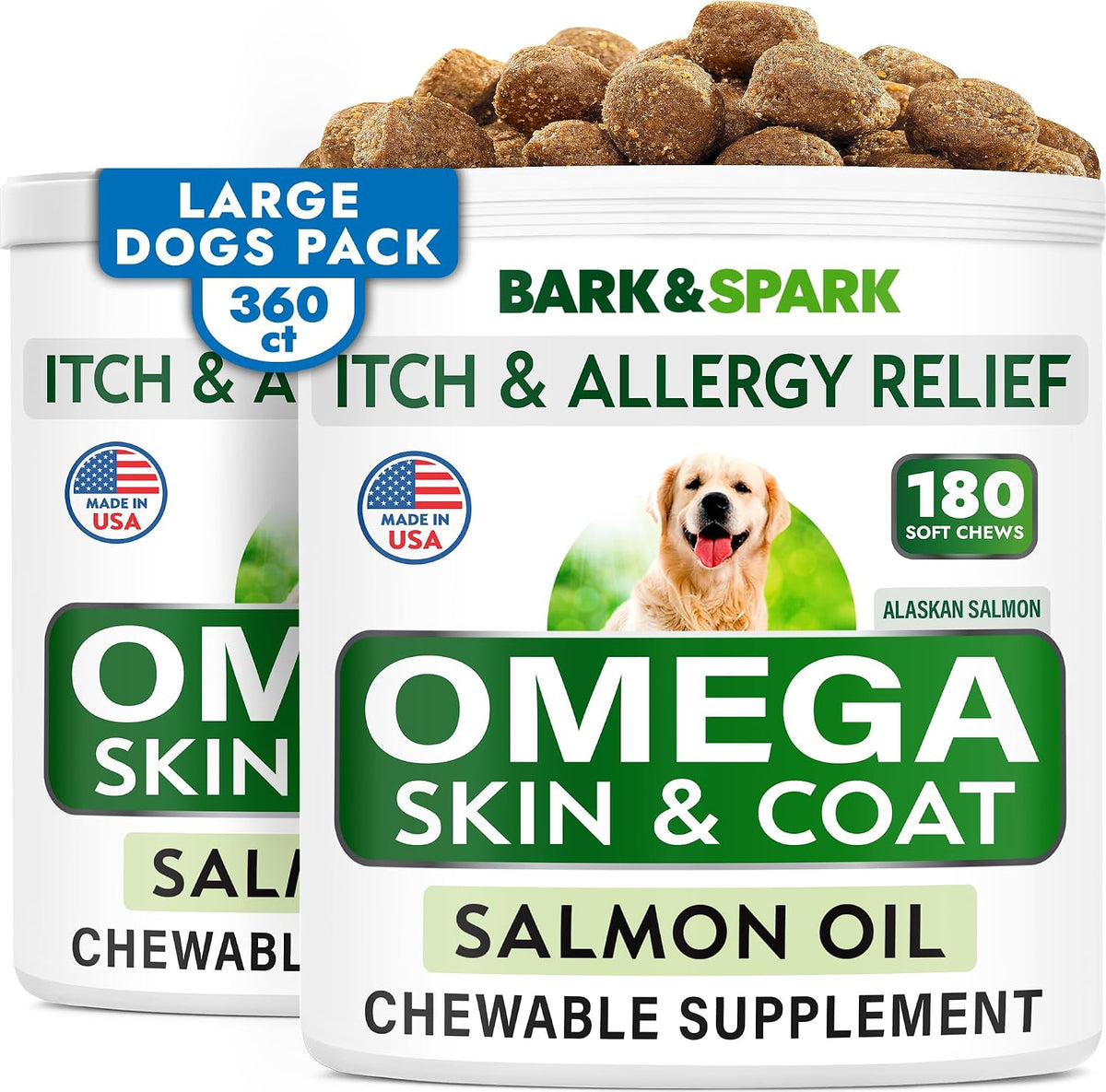 BARK&SPARK Omega-3 for Dogs - 360 Fish Oil Chews - görsel 1