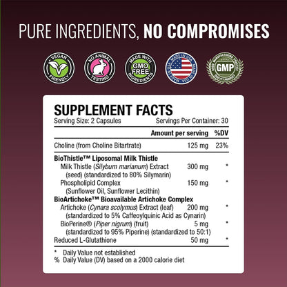 Approved Science Liversyl - Milk Thistle, Artichoke Extract, and BioPerine - Vegan - 360 Count - 6-Month Supply - Made in USA