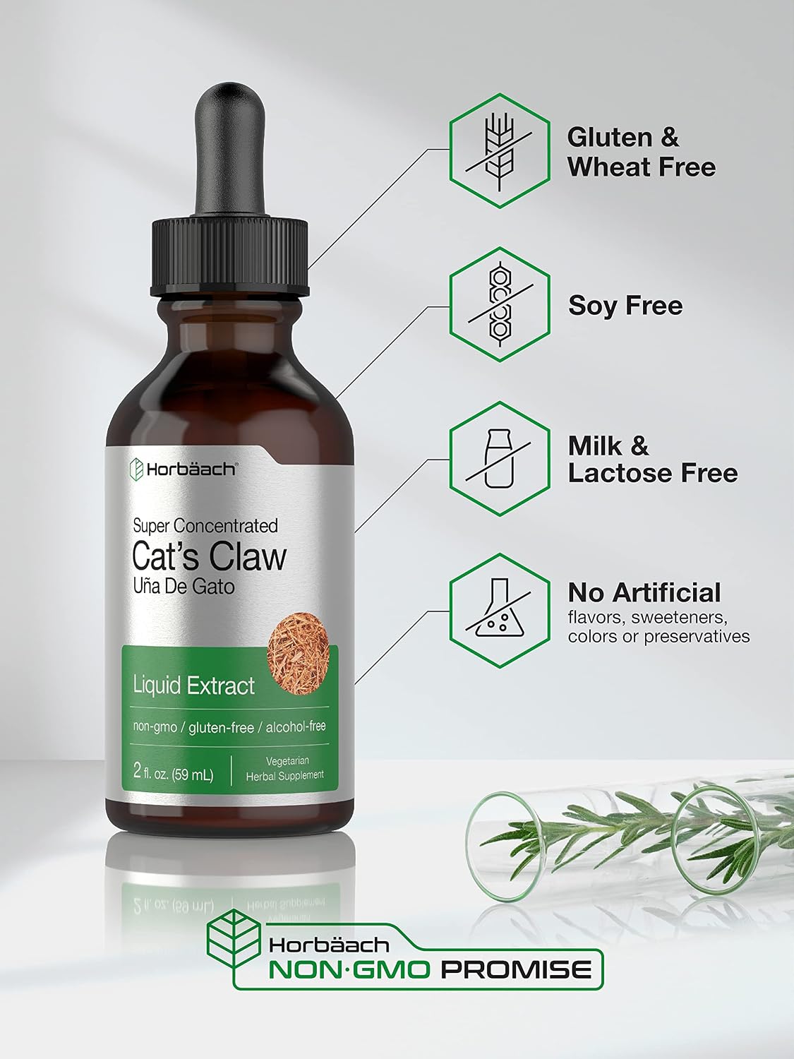 Horbaach Cat's Claw Herb Extract Tincture | 60 ml | Alcohol Free | Vegetarian, Non-GMO, Gluten-free Liquid - görsel 4