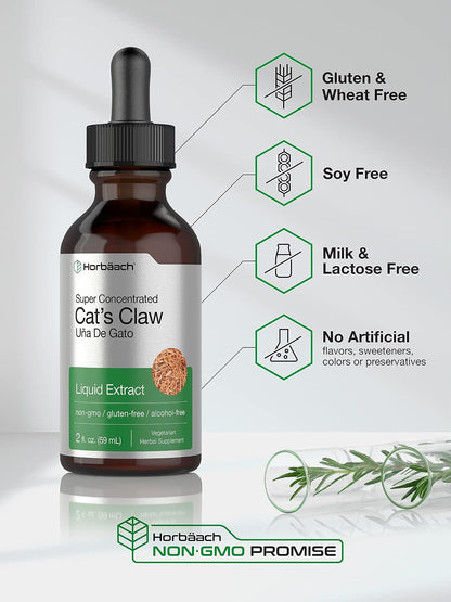 Horbaach Cat's Claw Herb Extract Tincture | 60 ml | Alcohol Free | Vegetarian, Non-GMO, Gluten-free Liquid
