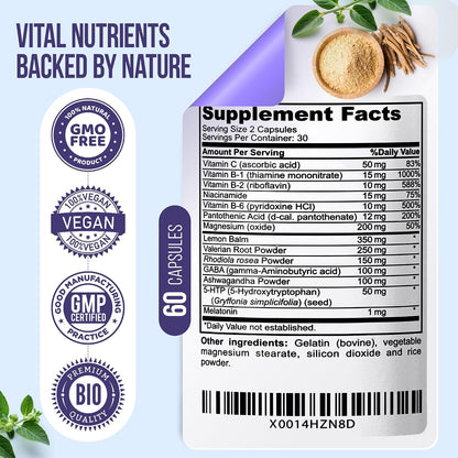 Nature's Nectar Keep Calm – Capsules with Ashwagandha, GABA, Magnesium & 5-HTP
