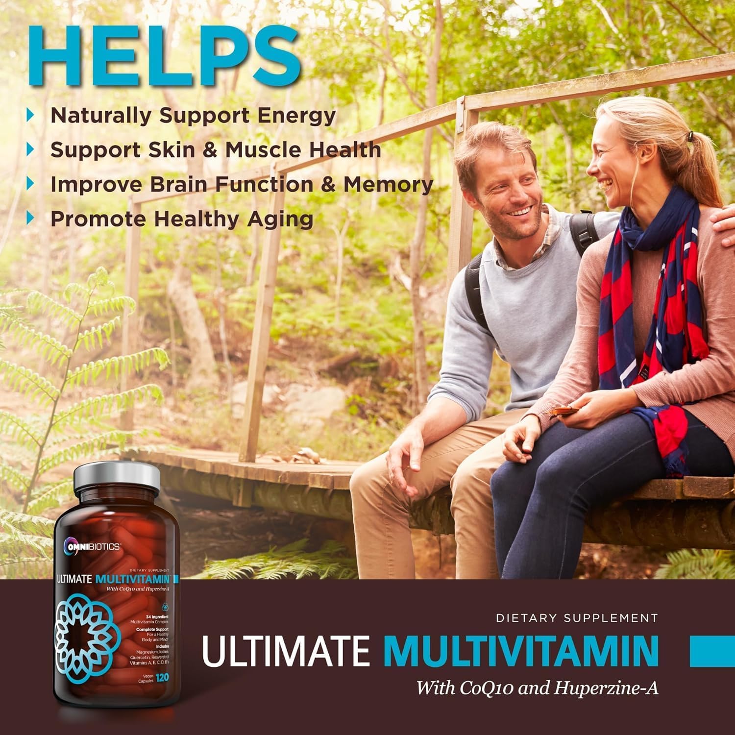 OmniBiotics Ultimate Daily Multivitamin for Women & Men – 34 Essential Nutrients – 120 Vegan Capsules - görsel 5