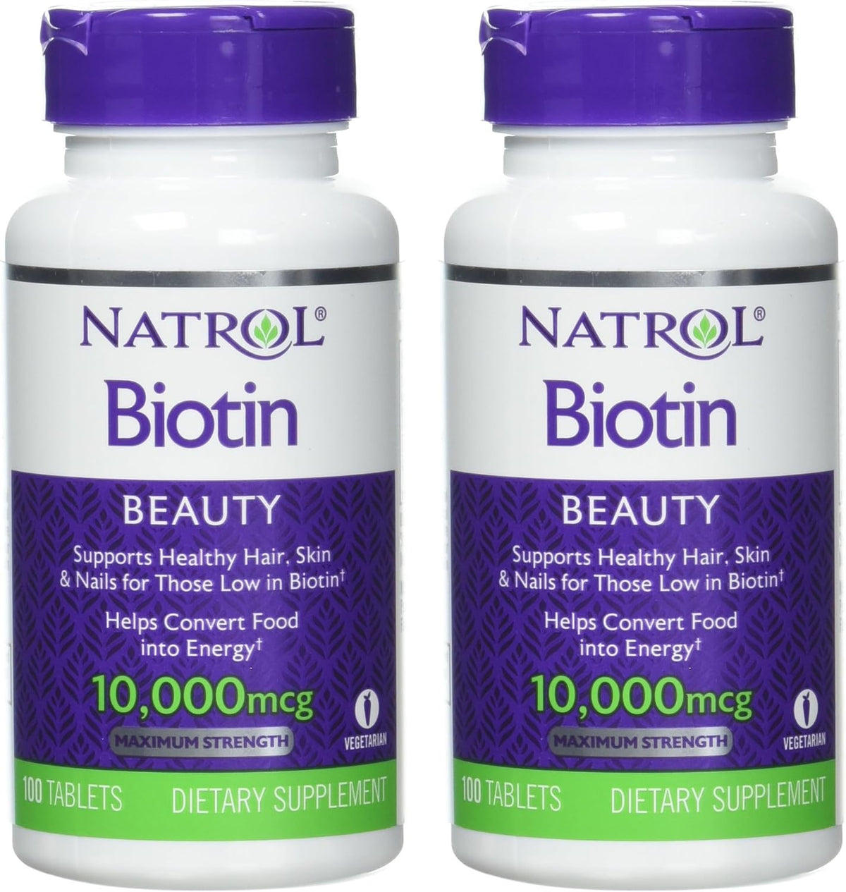 Natrol Biotin 10000 mcg Tablets - 200 Tablets (Pack of 2) - görsel 1