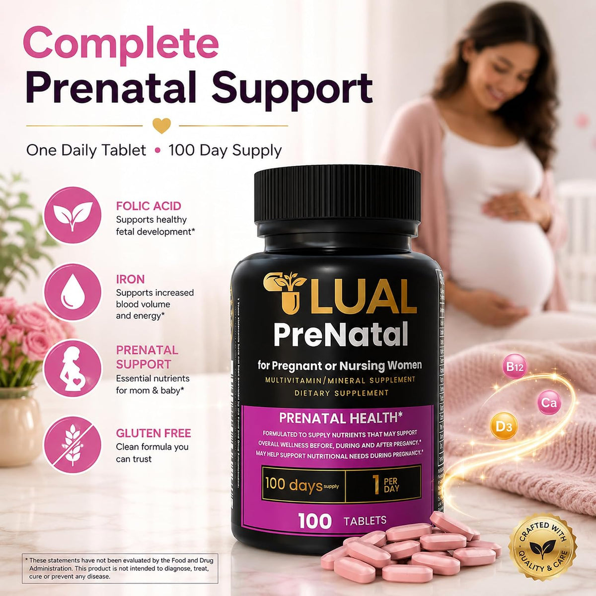 LUAL Prenatal Multivitamin with Folic Acid & Iron | 100 Tablets - görsel 5