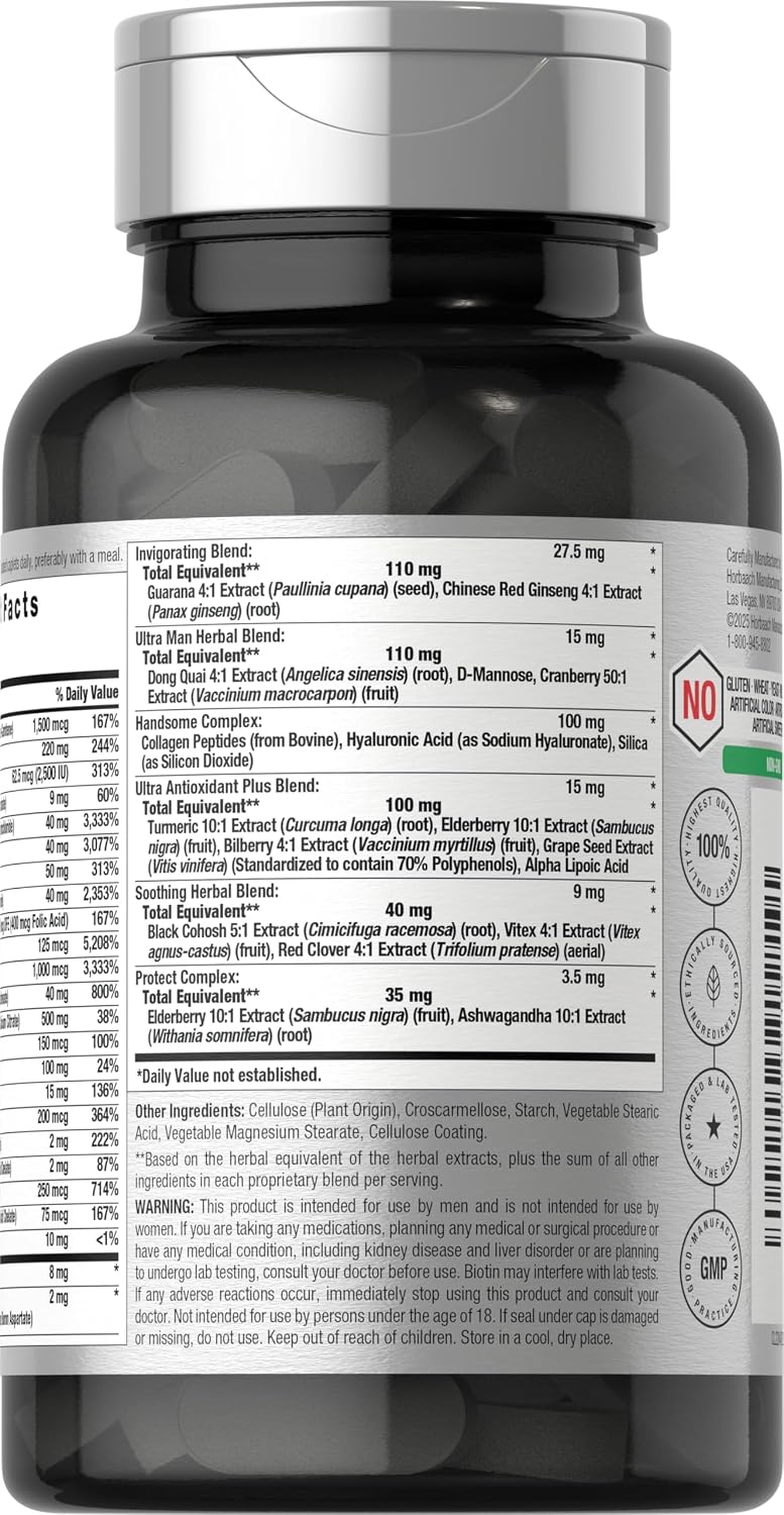 Horbäach Men's Multivitamins 50 Plus | 60 Caplets | Advanced Formula for Men Over 50 | Non-GMO & Gluten-free - görsel 3