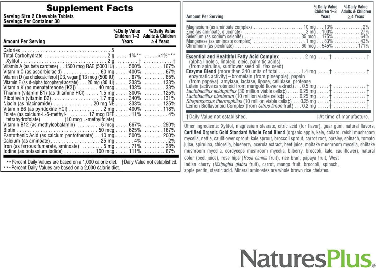 NaturesPlus Animal Parade Gold Multivitamin Children's Chewables - Cherry - 60 Chewable Tablets - görsel 5