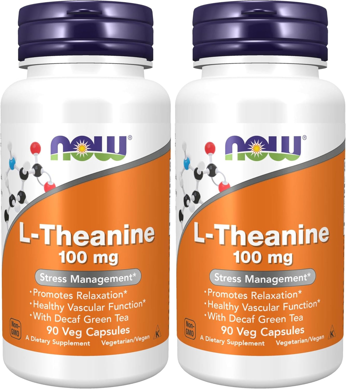 NOW Foods L-Theanine 100 mg with Decaf Green Tea, Stress Management*, 90 Veg Capsules - görsel 9