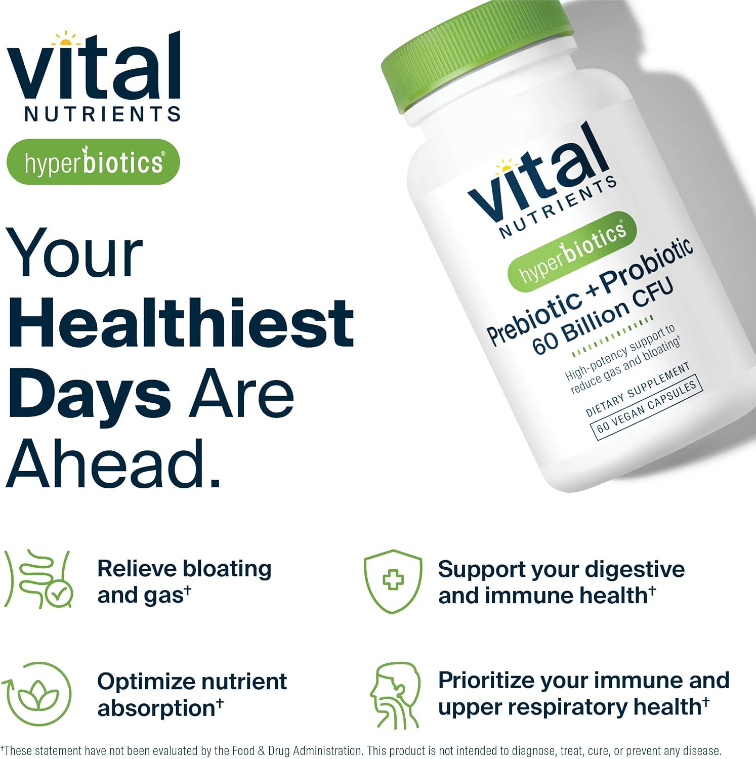 Hyperbiotics Vital Nutrients Prebiotic and Probiotic – 60 Billion CFU, 60 Vegan Capsules - görsel 7
