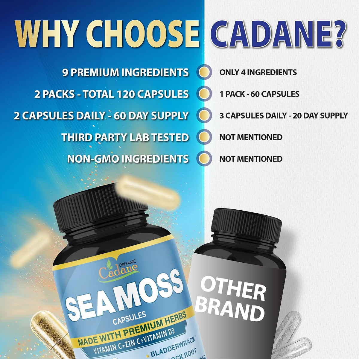 Cadane Irish Sea Moss Capsules with Vitamin C, D3, Zinc & Herbal Blend – 60 Day Supply - görsel 7