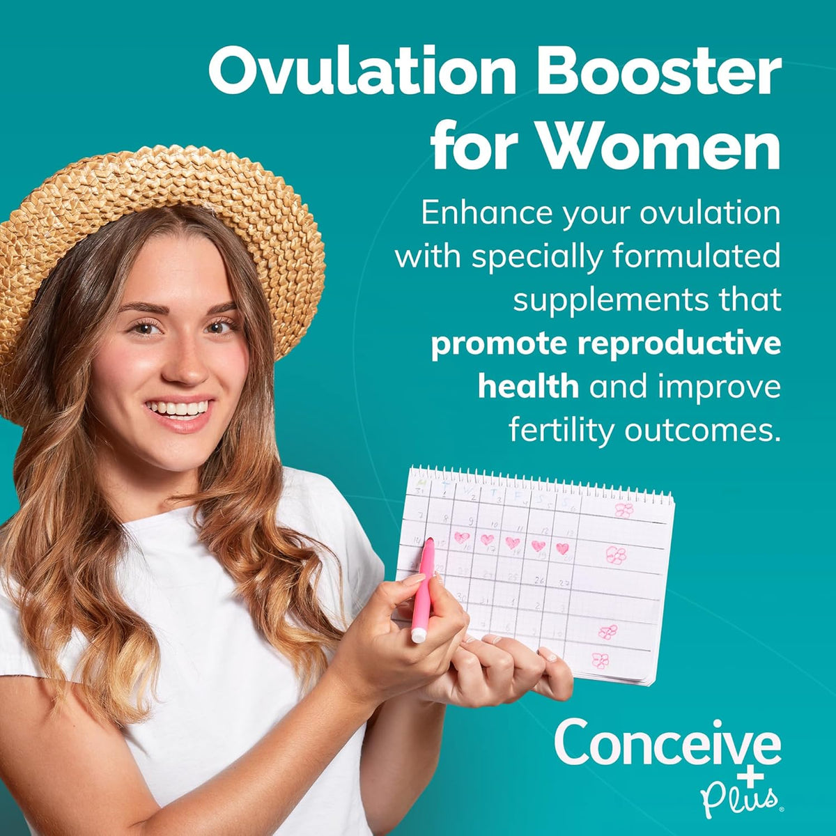 Conceive Plus Ovulation Support - Myo-Inositol & D-Chiro Inositol for Women's Fertility - PCOS Supplements for Reproductive Health - 30 Day Supply - görsel 7