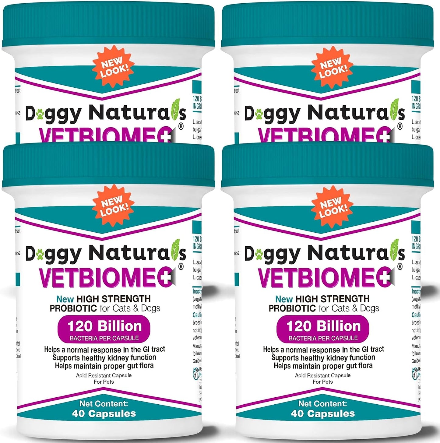 Vetbiome Plus High Strength Probiotics for Pets (160 Capsules) - 120 Billion CFU, 9-Strain Formula – Third-Party Tested – Made in USA - görsel 1