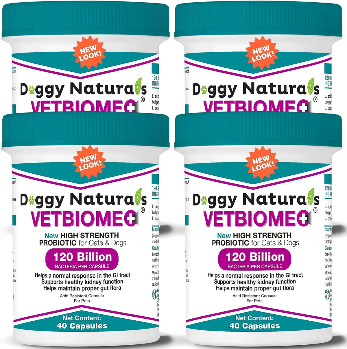 Vetbiome Plus High Strength Probiotics for Pets (160 Capsules) - 120 Billion CFU, 9-Strain Formula – Third-Party Tested – Made in USA - görsel 1