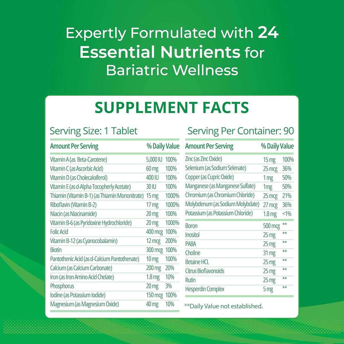 Bariatric Multivitamin with Iron for Post-Gastric Bypass and Sleeve Surgery – 90 Tablets with 24 Essential Nutrients, Formulated by Bariatric Surgeons - görsel 4