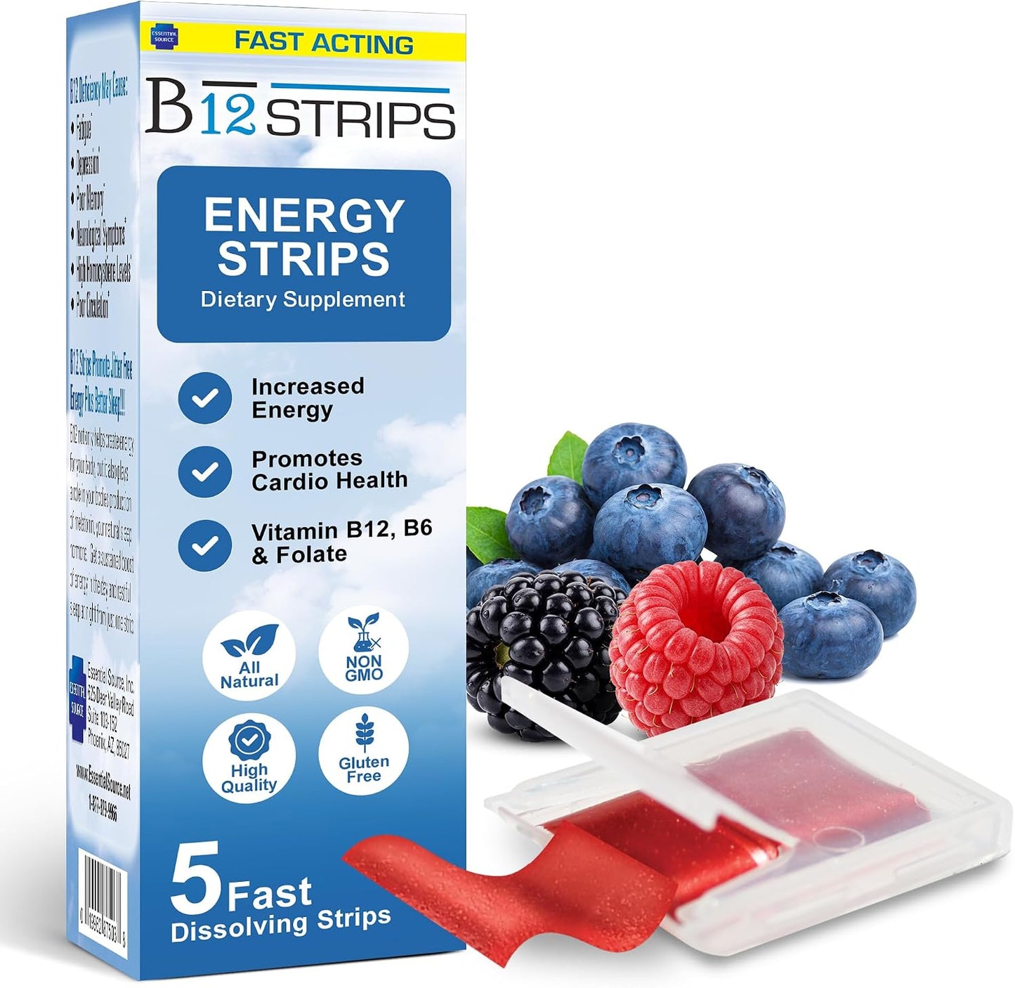 Essential Source Methylcobalamin Vitamin B12 Sublingual Strips with Biotin, B6 and L-Methylfolate - görsel 9