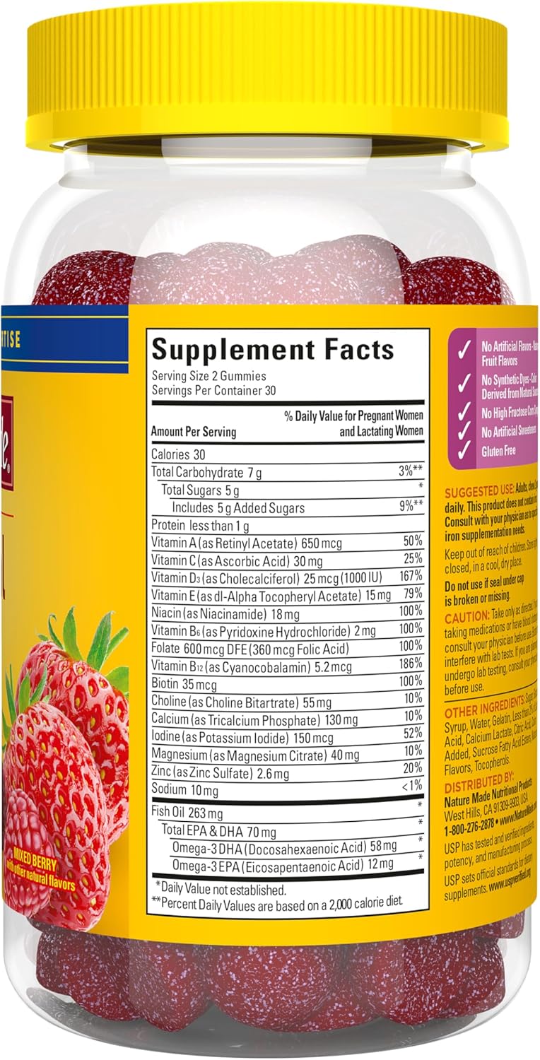 Nature Made Prenatal Gummies with DHA and Folic Acid, 60 Gummies (30-Day Supply) - görsel 9