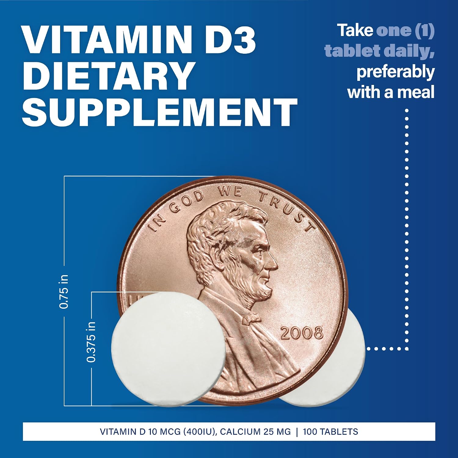 MAJOR Vitamin D3 10mcg (400 IU) with Calcium - 100 Tablets (3 Pack) - görsel 3