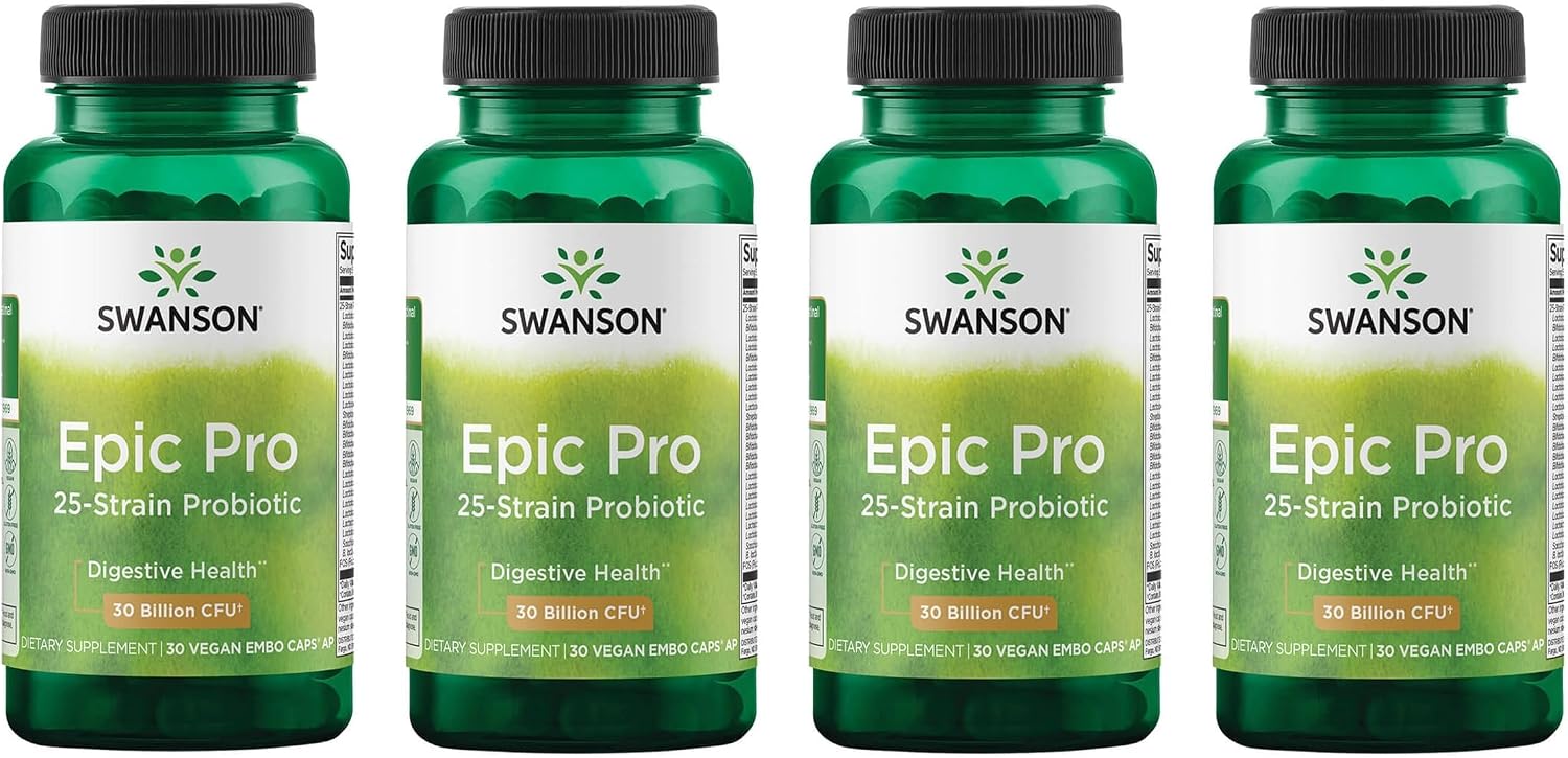 Swanson Epic-Pro 25-Strain Probiotic with Prebiotic FOS – 30 Billion CFU (30 Vegan DRcaps) - görsel 8
