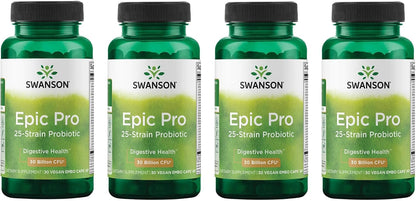 Swanson Epic-Pro 25-Strain Probiotic with Prebiotic FOS – 30 Billion CFU (30 Vegan DRcaps)