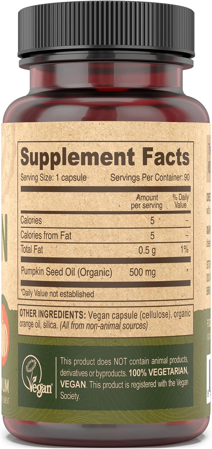 DEVA Nutrition Vegan Pumpkin Seed Oil 500 mg, Cold-Pressed and Unrefined - 90 Capsules, 1 Pack - görsel 3