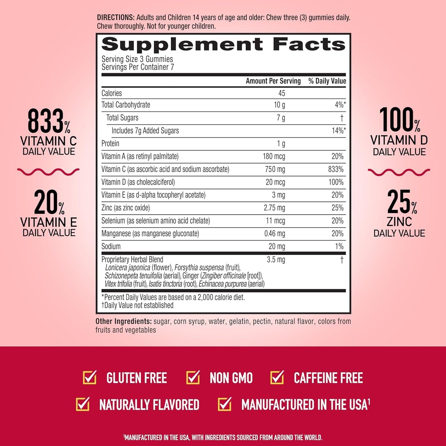 Airborne Vitamin C Gummies, 1000mg per Serving, Assorted Fruit Flavours (21 Gummies) - görsel 4