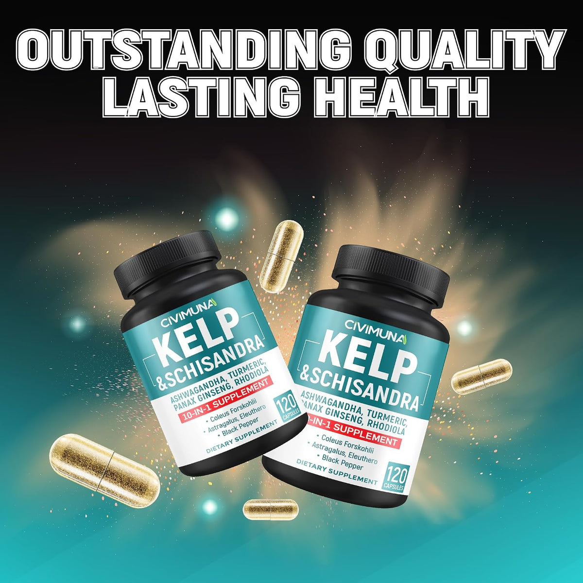 Kelp Extract Capsules with Schisandra, Ashwagandha, Turmeric & More - 120 Capsules - görsel 7