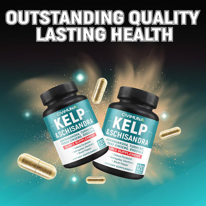 Kelp Extract Capsules with Schisandra, Ashwagandha, Turmeric & More - 120 Capsules