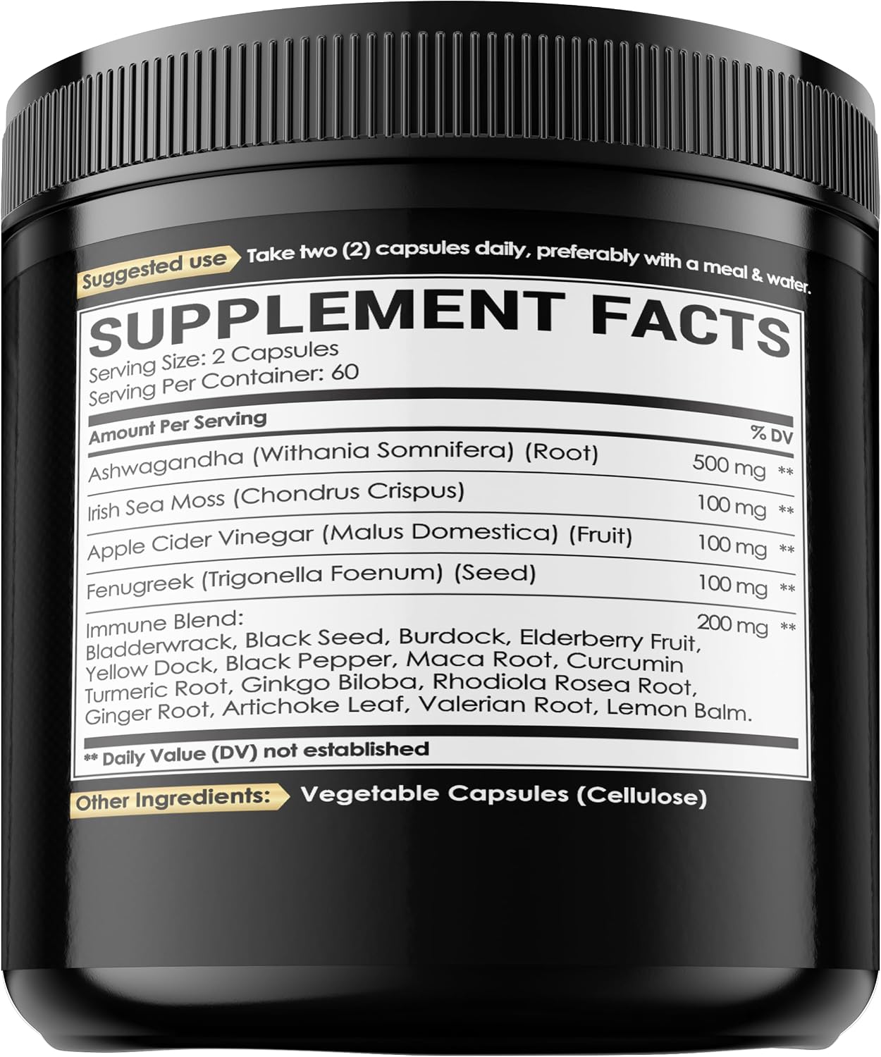 NUQIIT Organic Ashwagandha Capsules with Irish Sea Moss Apple Cider Vinegar & More - 120 Vegan Capsules - görsel 8