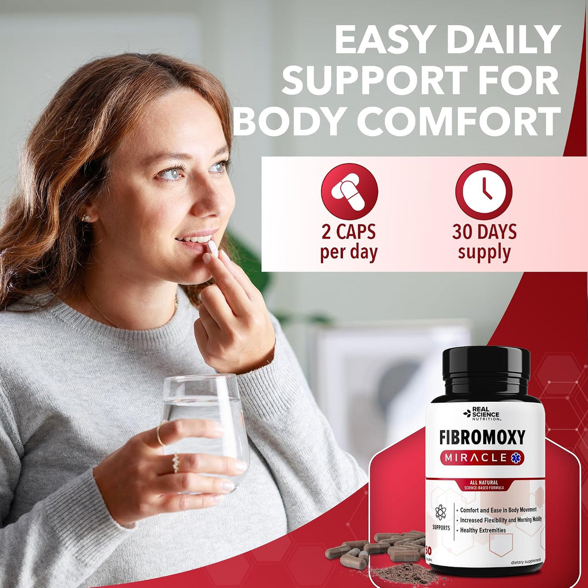 Real Science Fibromoxy Miracle – Natural Fibromyalgia Support Supplement for Pain, Stiffness & Fatigue with Vitamins B6, B12, C, D, K + Nitric Oxide Support – Neurological & Circulatory Aid, 60 Capsules - görsel 6