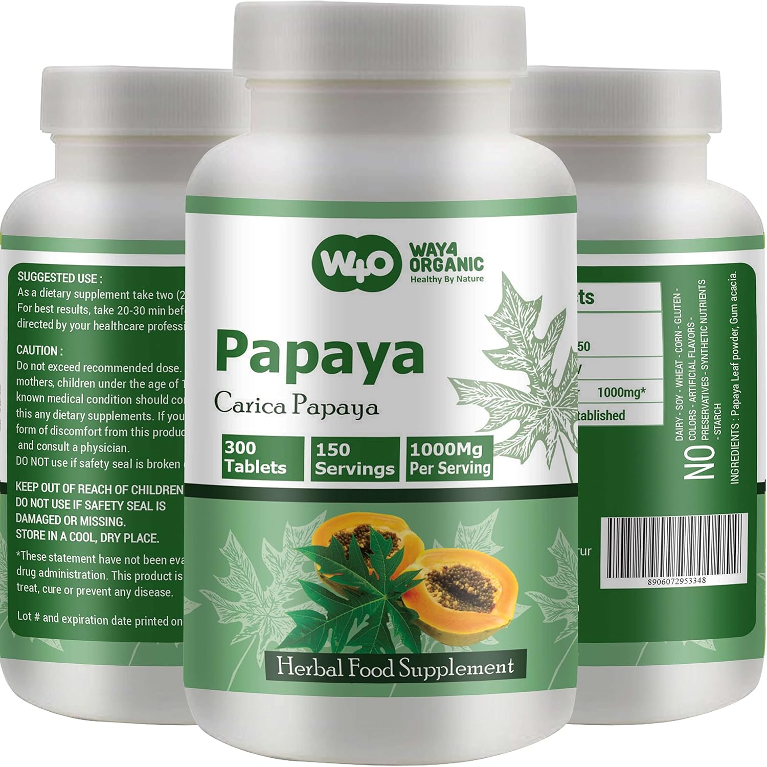 Papaya Leaf Extract Tablets 1000mg – 300 Tablets – Immune & Digestive Support - görsel 2